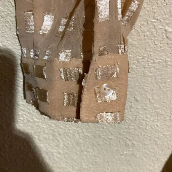 Essentials Top Blouse 2X Golden Yellow Light Weight See Through Long sleeve Poly - Picture 7 of 14